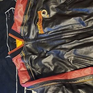 VINTAGE REDSKINS CARL BANKS LEATHER COAT SIZE 3XL